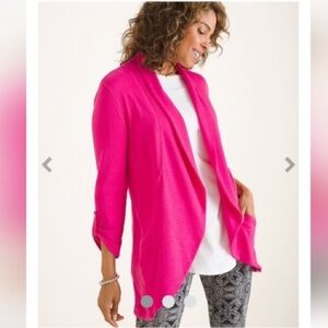 Beautiful vibrant pink Chico’s Zenergy open front cardigan jacket size XL NWT